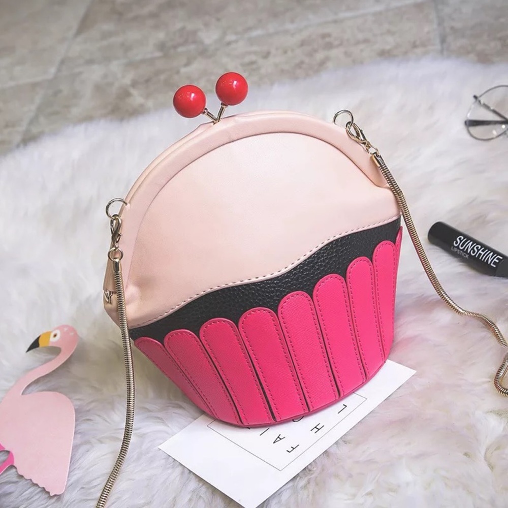 Whimsical Pink Sprinkle Cupcake Crossbody Purse - Picture 3 of 16